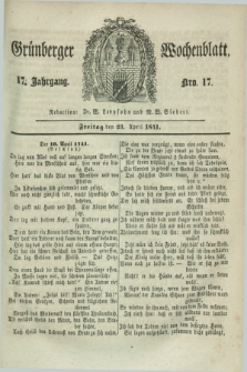 Gruenberger Wochenblatt. Jg.17, Nro. 17 (23 April 1841)