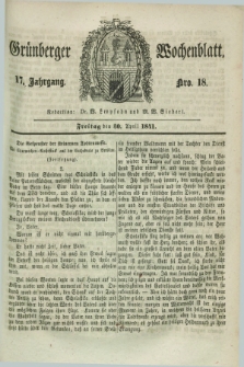Gruenberger Wochenblatt. Jg.17, Nro. 18 (30 April 1841)