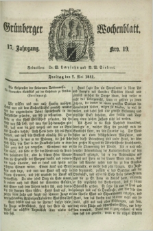 Gruenberger Wochenblatt. Jg.17, Nro. 19 (7 Mai 1841)