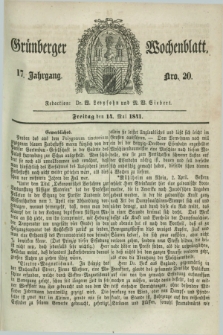 Gruenberger Wochenblatt. Jg.17, Nro. 20 (14 Mai 1841)