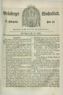 Gruenberger Wochenblatt. Jg.17, Nro. 22 (28 Mai 1841)