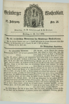 Gruenberger Wochenblatt. Jg.17, Nro. 26 (25 Juni 1841)