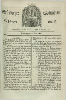 Gruenberger Wochenblatt. Jg.17, Nro. 27 (2 Juli 1841)