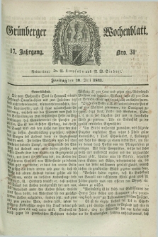 Gruenberger Wochenblatt. Jg.17, Nro. 31 (30 Juli 1841)