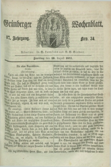 Gruenberger Wochenblatt. Jg.17, Nro. 34 (20 August 1841)