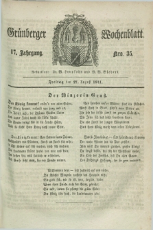 Gruenberger Wochenblatt. Jg.17, Nro. 35 (27 August 1841)