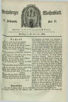 Gruenberger Wochenblatt. Jg.17, Nro. 37 (10 September 1841)