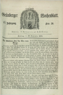 Gruenberger Wochenblatt. Jg.17, Nro. 38 (17 September 1841)
