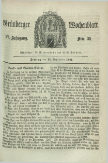 Gruenberger Wochenblatt. Jg.17, Nro. 39 (24 September 1841)