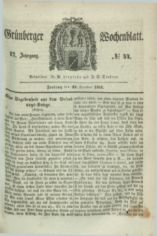Gruenberger Wochenblatt. Jg.17, №. 44 (29 October 1841)