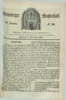 Gruenberger Wochenblatt. Jg.17, №. 46 (12 November 1841)
