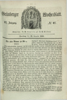 Gruenberger Wochenblatt. Jg.17, №. 47 (19 November 1841)