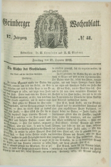 Gruenberger Wochenblatt. Jg.17, №. 51 (17 Dezember 1841)