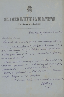 Fragment korespondencji Jana Nepomucena Janowskiego z lat 1880–1881