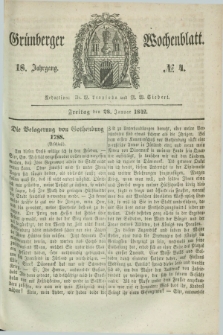 Gruenberger Wochenblatt. Jg.18, №. 4 (28 Januar 1842)