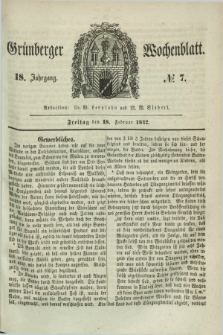 Gruenberger Wochenblatt. Jg.18, №. 7 (18 Februar 1842)