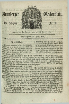 Gruenberger Wochenblatt. Jg.18, №. 10 (11 März 1842)