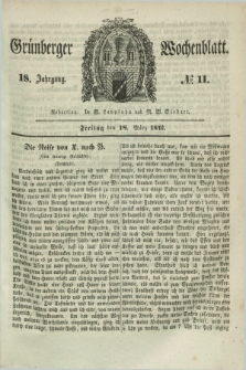 Gruenberger Wochenblatt. Jg.18, №. 11 (18 März 1842)