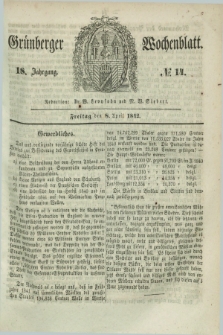 Gruenberger Wochenblatt. Jg.18, №. 14 (8 April 1842)