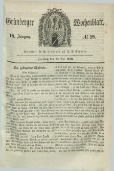 Gruenberger Wochenblatt. Jg.18, №. 19 (13 Mai 1842)