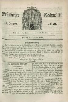 Gruenberger Wochenblatt. Jg.18, №. 21 (27 Mai 1842)