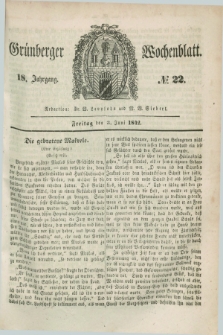 Gruenberger Wochenblatt. Jg.18, №. 22 (3 Juni 1842)