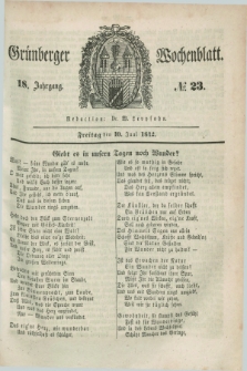 Gruenberger Wochenblatt. Jg.18, №. 23 (10 Juni 1842)