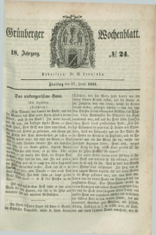 Gruenberger Wochenblatt. Jg.18, №. 24 (17 Juni 1842)