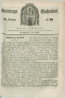 Gruenberger Wochenblatt. Jg.18, №. 26 (1 Juli 1842)