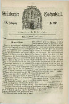 Gruenberger Wochenblatt. Jg.18, №. 27 (8 Juli 1842)
