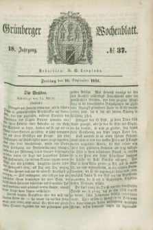 Gruenberger Wochenblatt. Jg.18, №. 37 (16 September 1842)