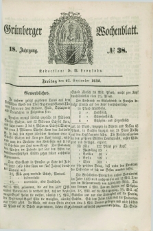 Gruenberger Wochenblatt. Jg.18, №. 38 (23 September 1842)