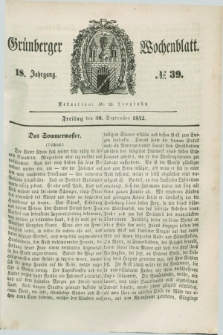 Gruenberger Wochenblatt. Jg.18, №. 39 (30 September 1842)