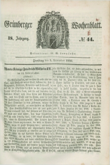 Gruenberger Wochenblatt. Jg.18, №. 44 (4 November 1842)