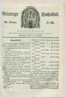 Gruenberger Wochenblatt. Jg.18, №. 45 (11 November 1842)