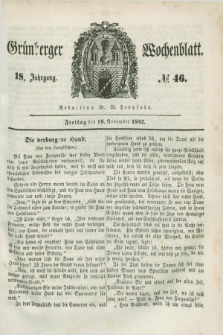 Gruenberger Wochenblatt. Jg.18, №. 46 (18 November 1842)