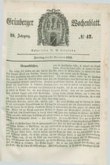 Gruenberger Wochenblatt. Jg.18, №. 47 (25 November 1842)