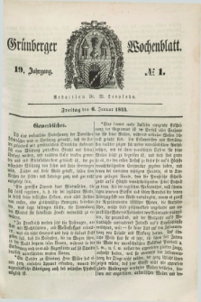 Gruenberger Wochenblatt. Jg.19, №. 1 (6 Januar 1843)