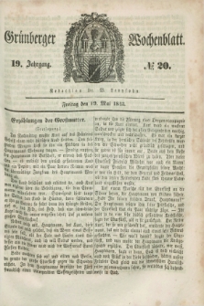 Gruenberger Wochenblatt. Jg.19, №. 20 (19 Mai 1843)