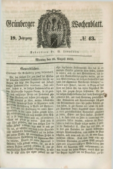 Gruenberger Wochenblatt. Jg.19, №. 43 (28 August 1843)