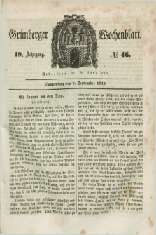 Gruenberger Wochenblatt. Jg.19, №. 46 (7 September 1843)