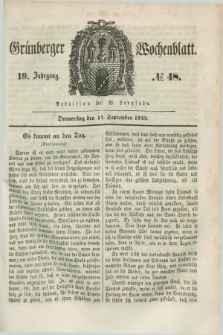 Gruenberger Wochenblatt. Jg.19, №. 48 (14 September 1843) + dod.