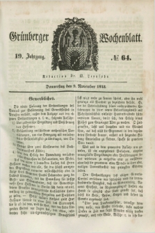 Gruenberger Wochenblatt. Jg.19, №. 64 (9 November 1843) + dod.