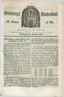 Gruenberger Wochenblatt. Jg.19, №. 75 (18 Dezember 1843)