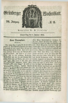 Gruenberger Wochenblatt. Jg.20, №. 2 (4 Januar 1844)