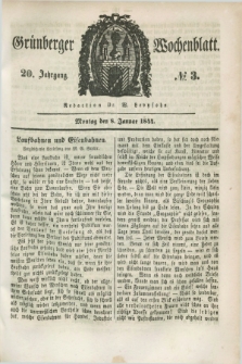 Gruenberger Wochenblatt. Jg.20, №. 3 (8 Januar 1844) + dod.
