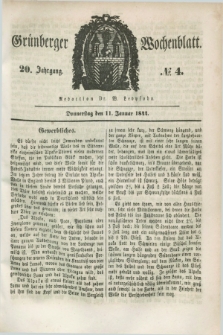 Gruenberger Wochenblatt. Jg.20, №. 4 (11 Januar 1844)