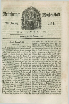 Gruenberger Wochenblatt. Jg.20, №. 9 (29 Januar 1844)