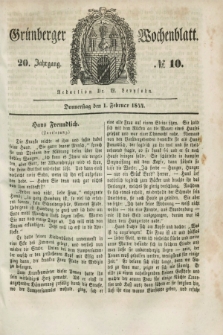 Gruenberger Wochenblatt. Jg.20, №. 10 (1 Februar 1844) + dod.