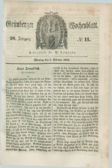 Gruenberger Wochenblatt. Jg.20, №. 11 (5 Februar 1844)
